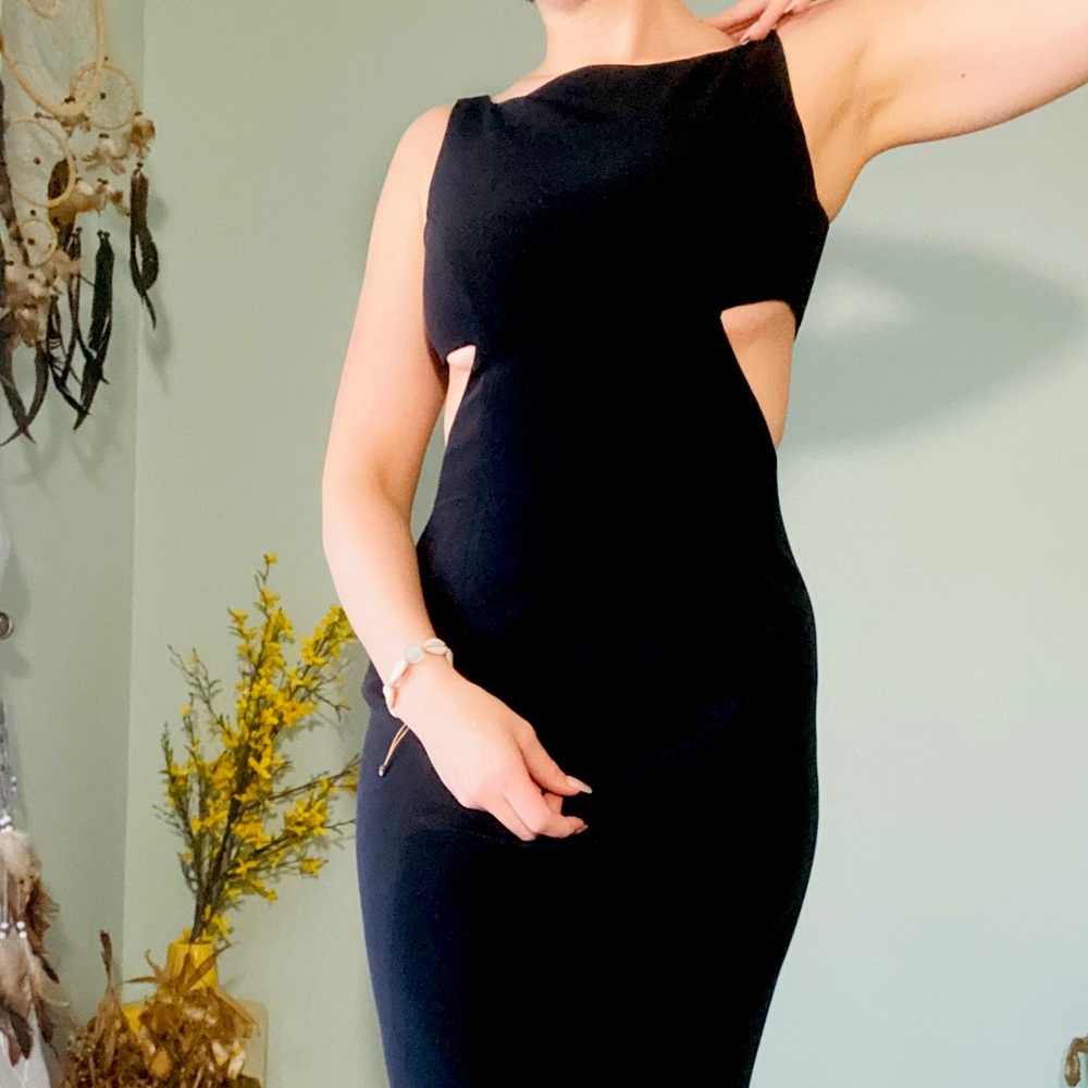 Black embroidered gown